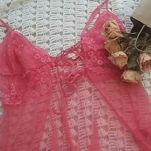 Hot pink front tie teddy